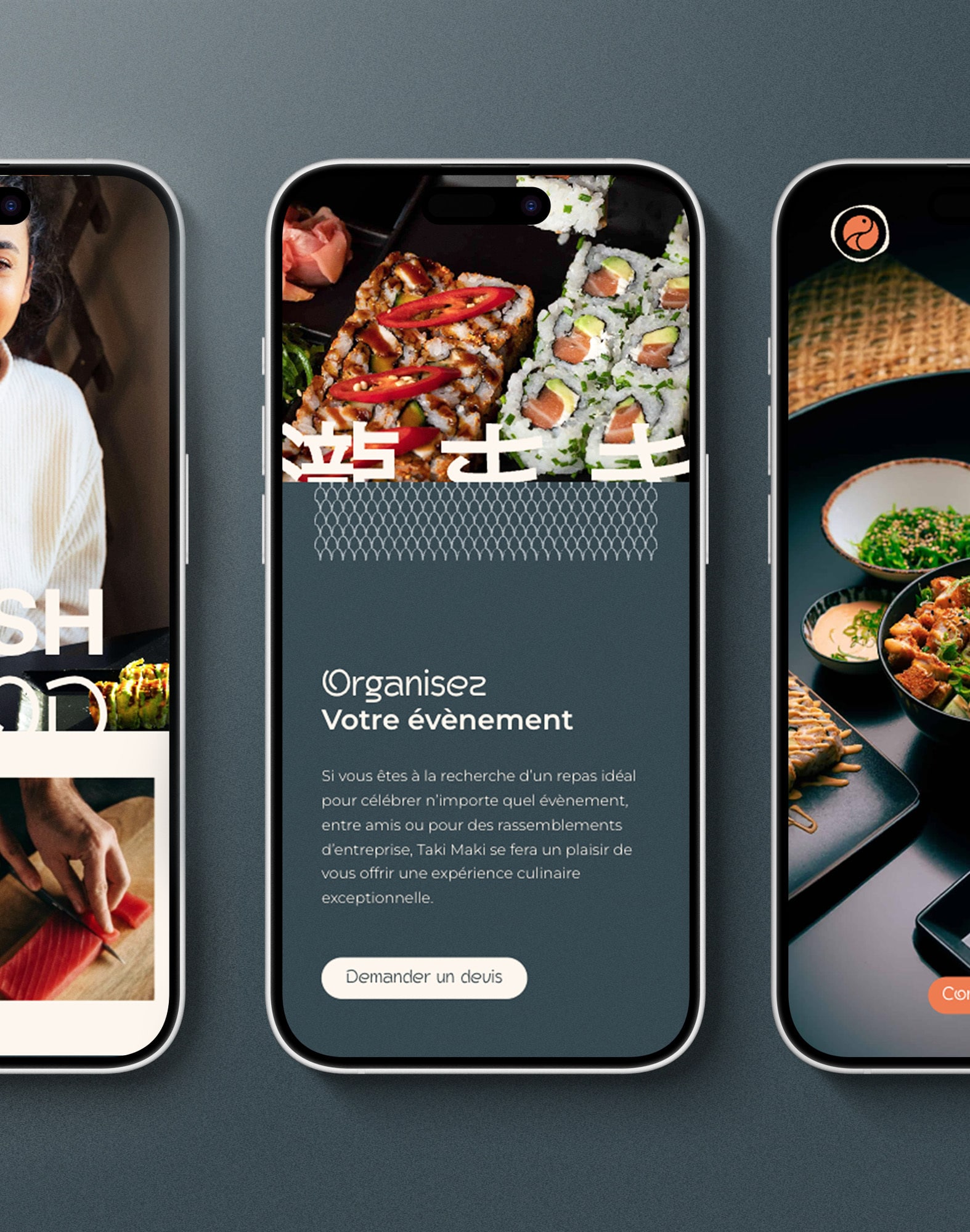 Mockup du nouveau site web sur mesure de notre client Taki Maki à Louvain-la-Neuve