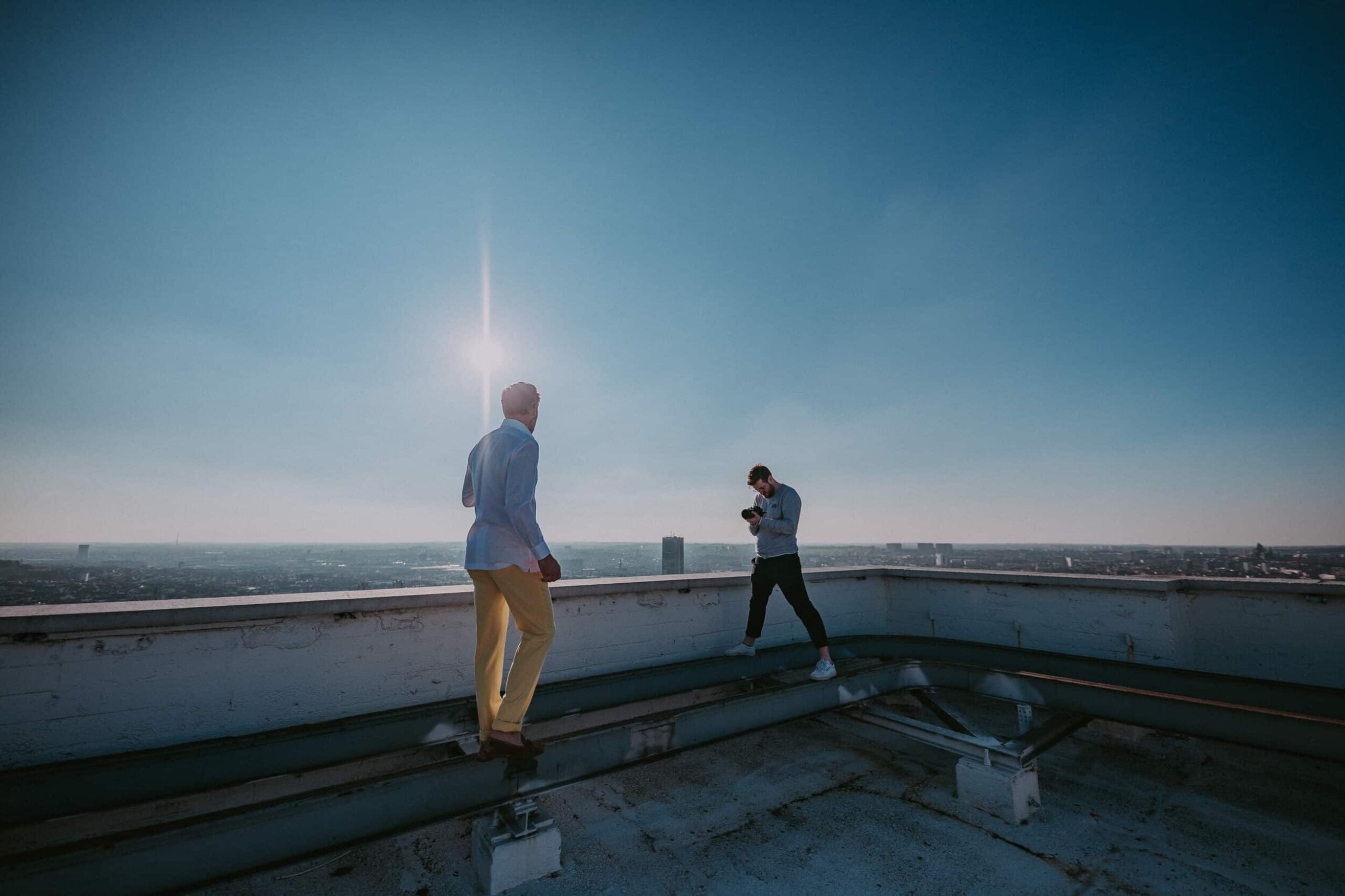 Shooting photo pour la Maison Degand sur le toit du Bruxelles