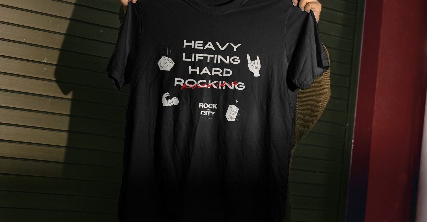 Refonte identité visuelle de Rock The City, création de goodies, t-shirt imprimés