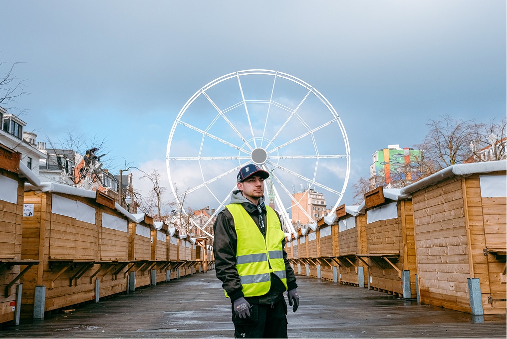 Photo de jobiste Rock The City avec pour la nouvelle identité graphique au marché de noël à Bruxelles
