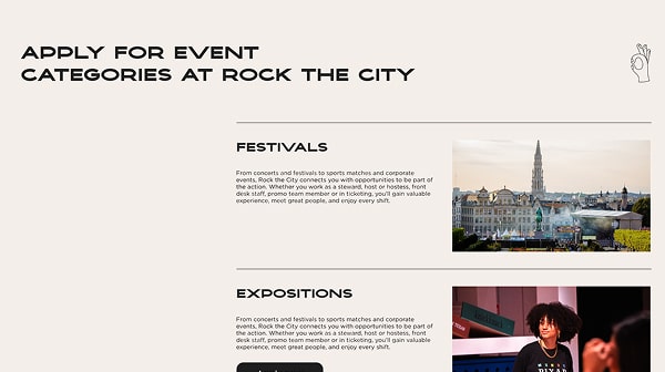 Screenshot de Rock The City pour leur nouveau branding et site web sur-mesure