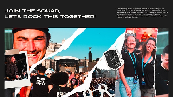 Screenshot du site web sur-mesure desktop de Rock The City à Bruxelles